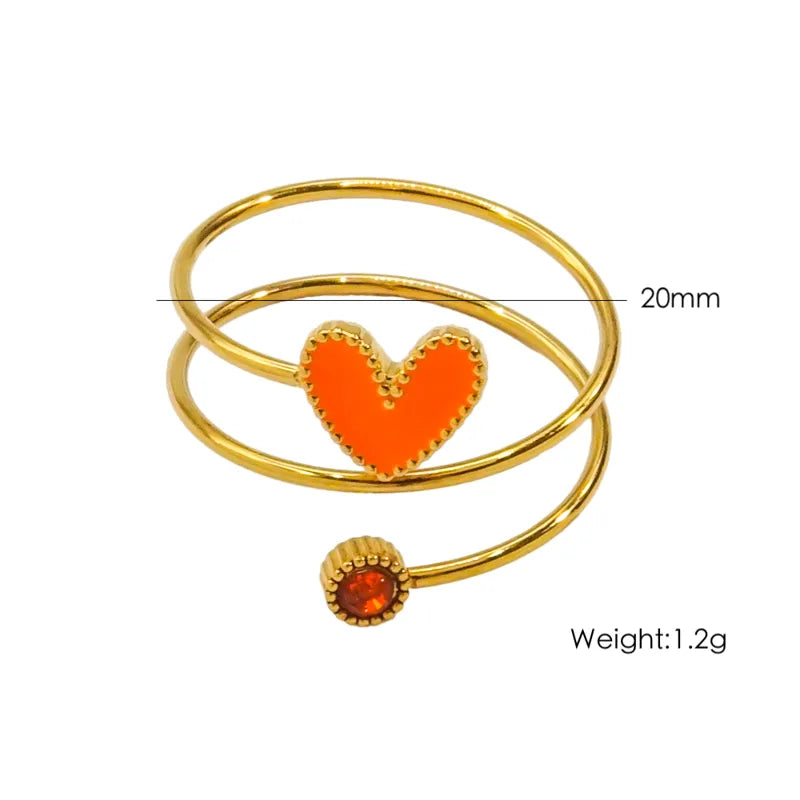 Retro Luxurious Heart Shape 304 Stainless Steel Rings