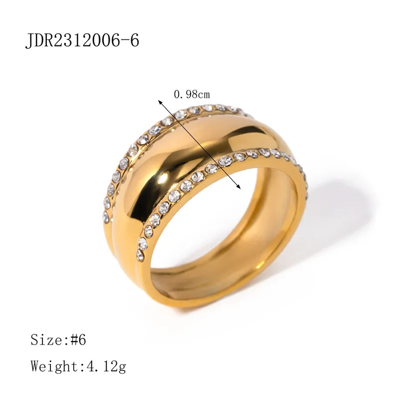 304 Stainless Steel Zircon Inlay Rings