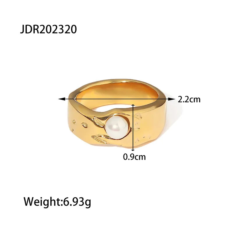 Pearl 304 Stainless Steel 18K Gold Plated Rings