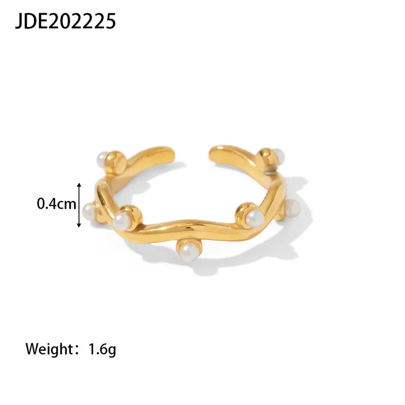 Pearl 304 Stainless Steel 18K Gold Plated Rings