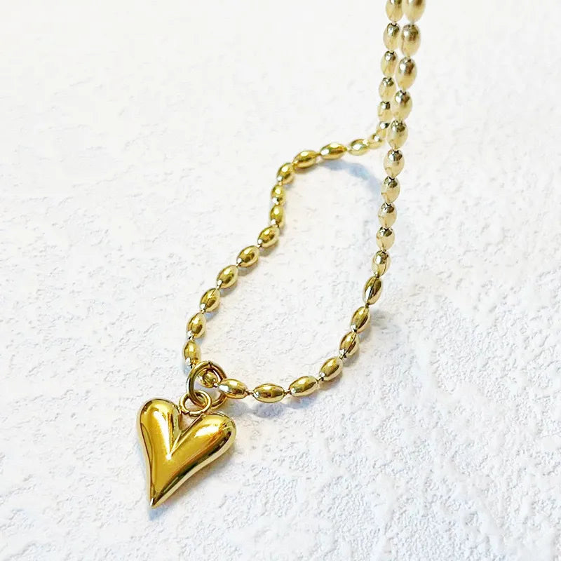 Heart Shape Titanium Steel Plating Pendant Necklace