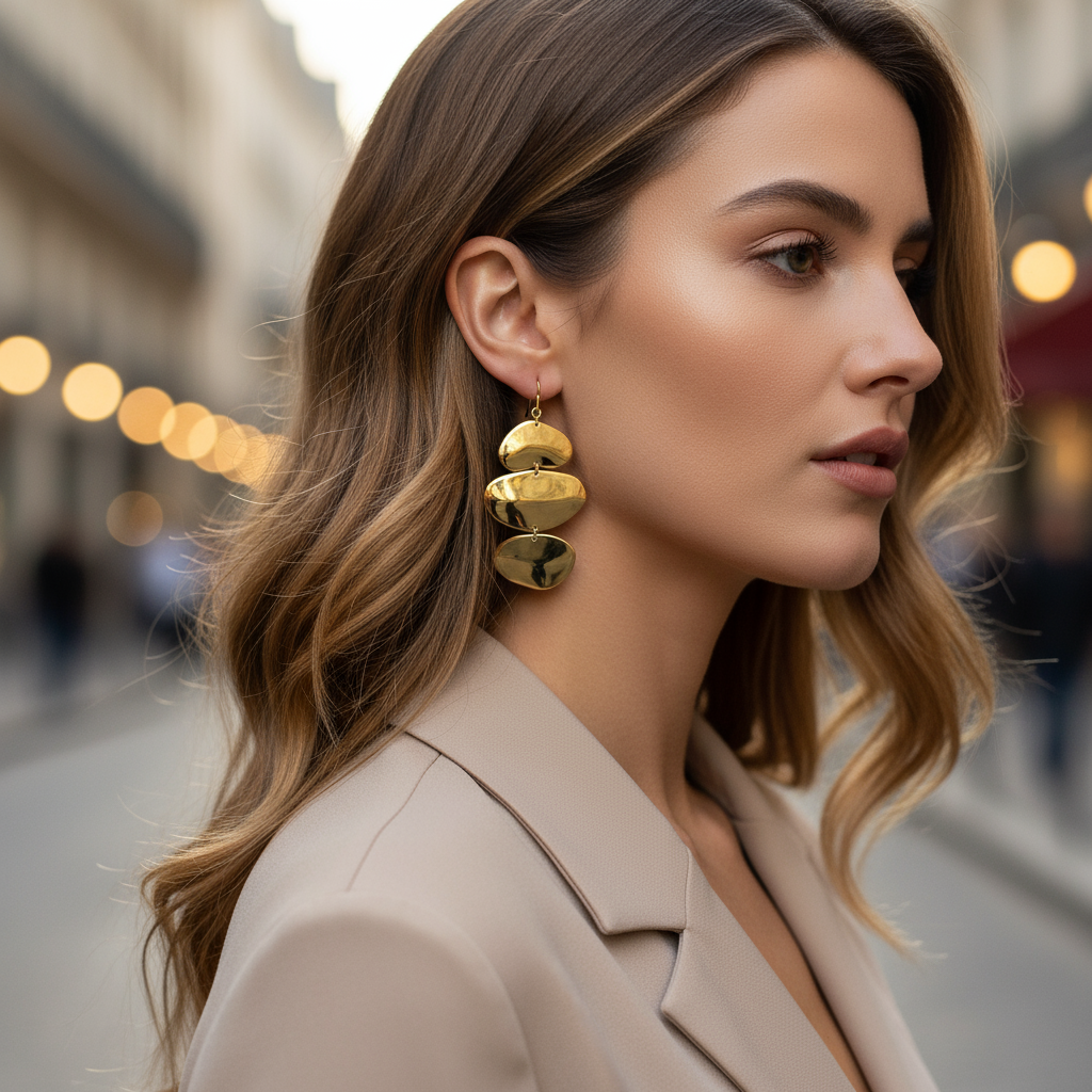 So Cute by Dimi χονδρική, χρυσά Pebble Drop Earrings από ανοξείδωτο ατσάλι