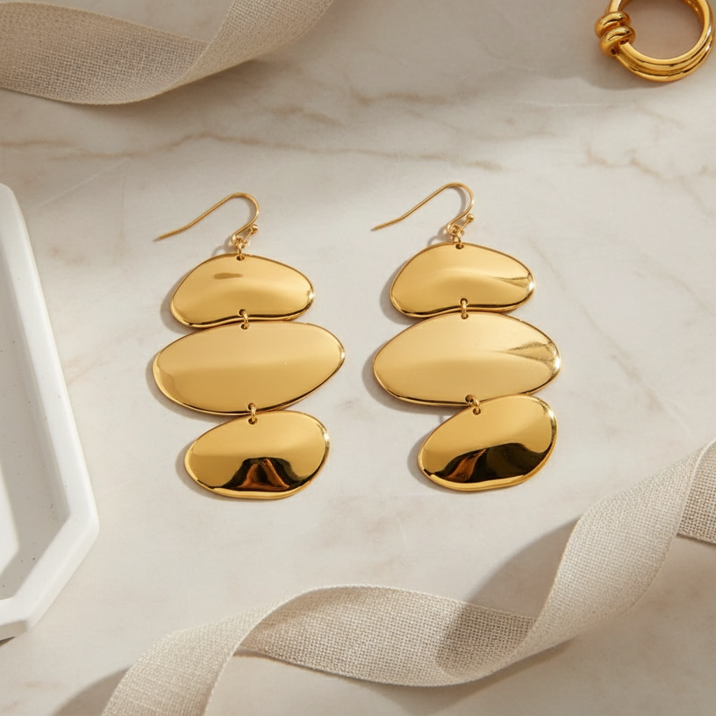 So Cute by Dimi χονδρική, χρυσά Pebble Drop Earrings από ανοξείδωτο ατσάλι