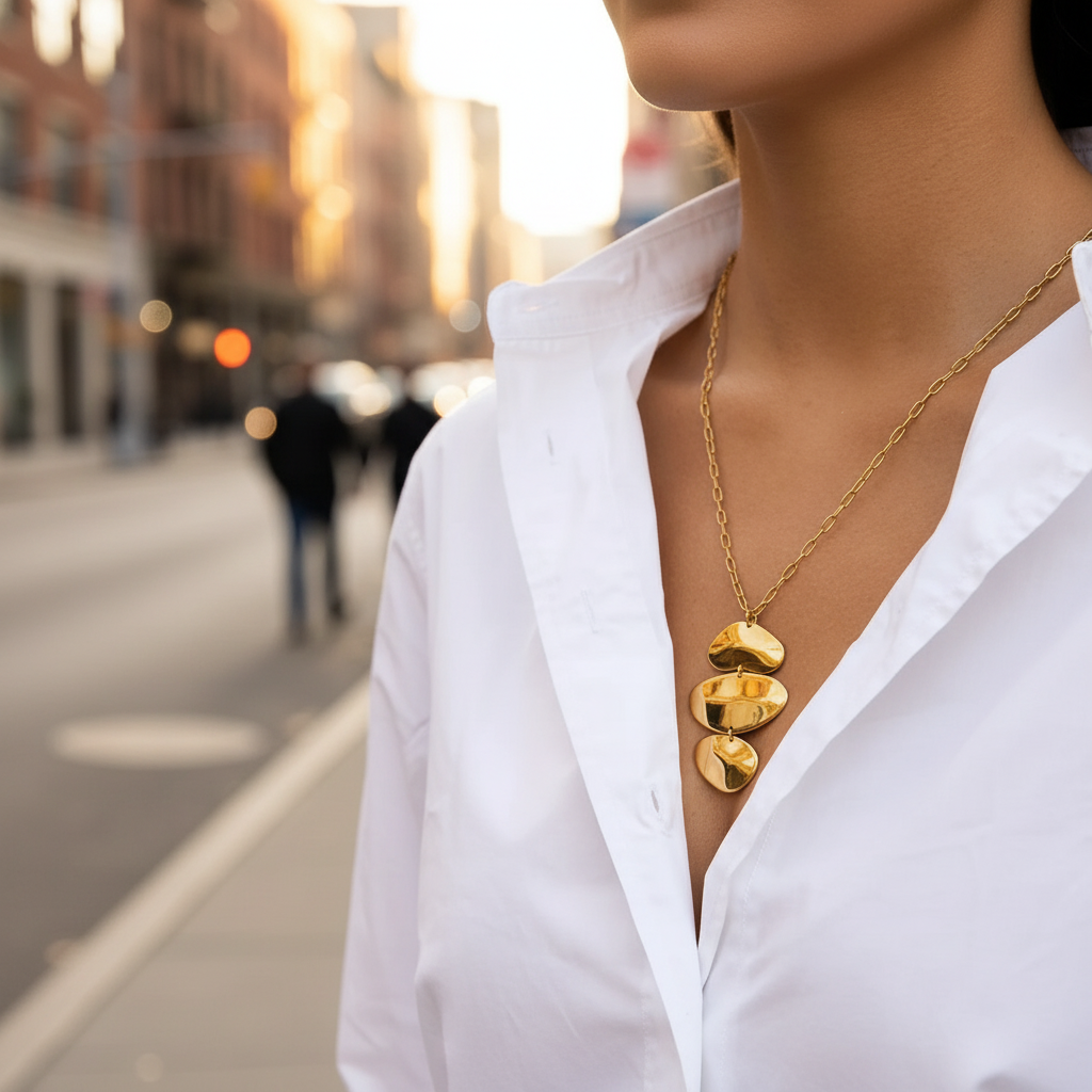 Golden Pebble Layers Necklace by So Cute by Dimi – Wholesale Jewelry