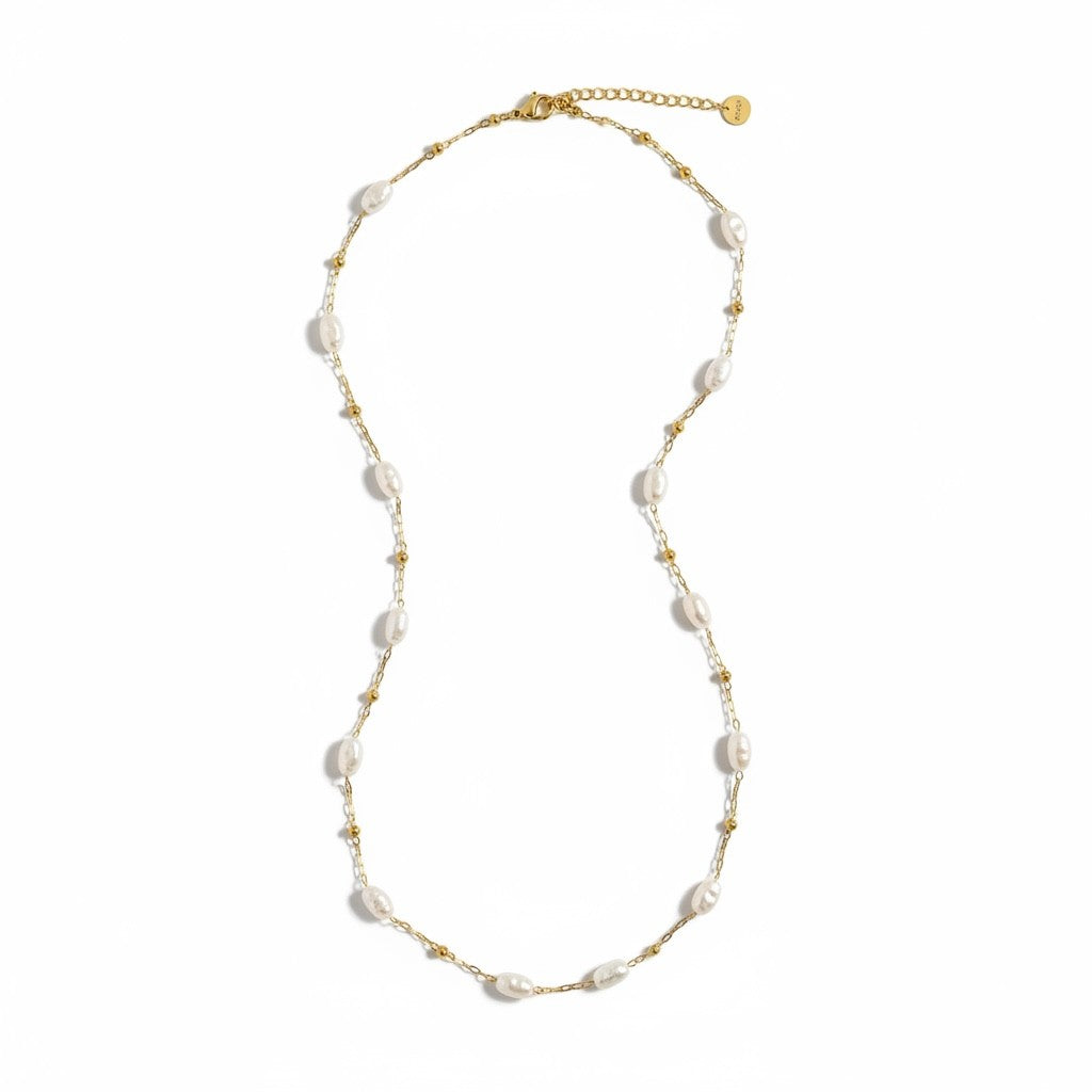 Ατσάλινο κολιέ με φυσικές πέρλες So Cute by Dimi