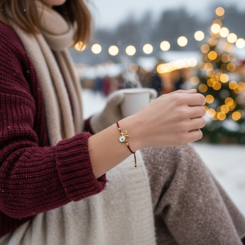 Χειροποίητο βραχιόλι γούρι 2026 με ματάκι και κορδόνι σε πολλά χρώματα – So Cute by Dimi Wholesale