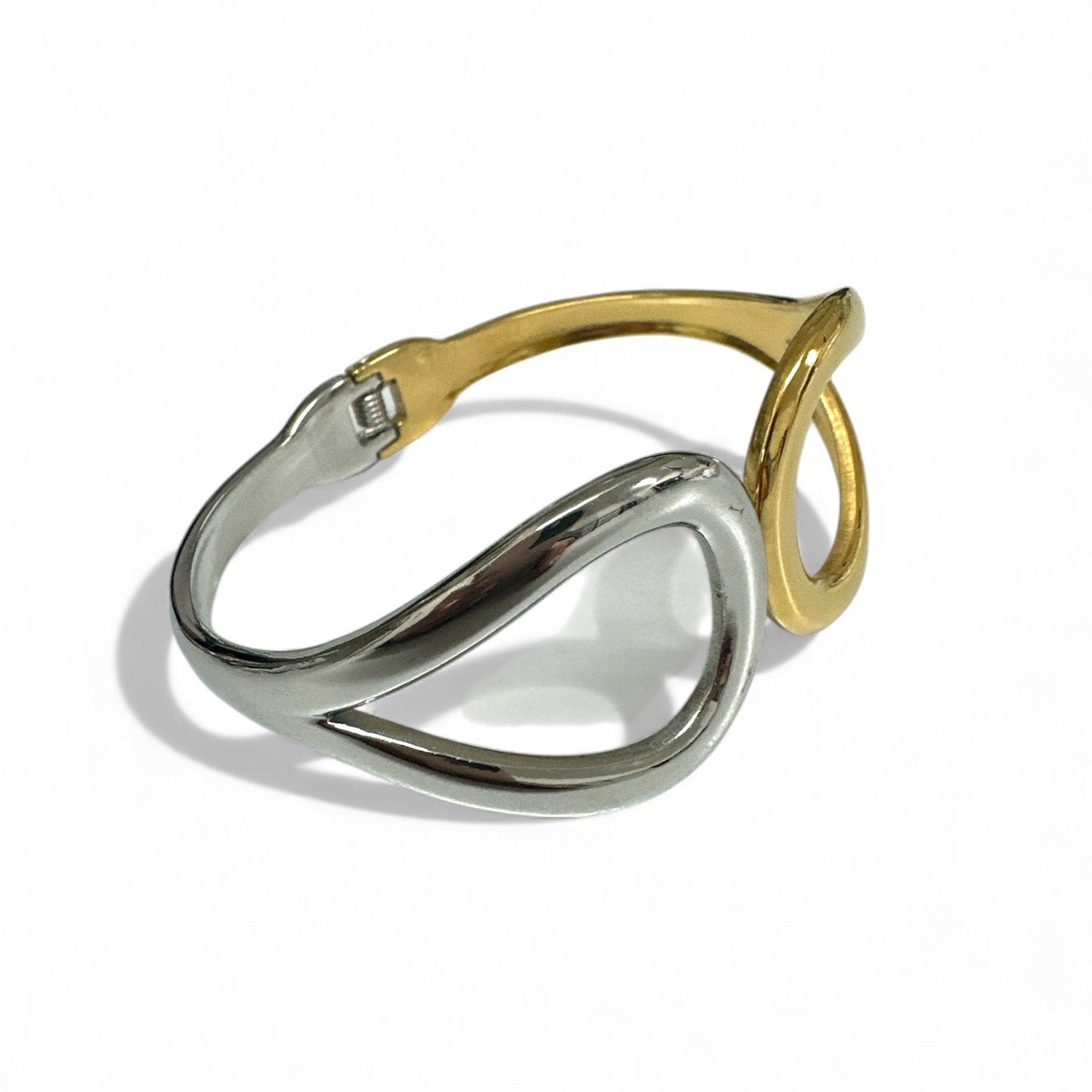 Ατσάλινη διχρωμική wave χειροπέδα σε χρυσό και ασημί – So Cute by Dimi