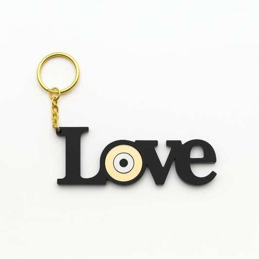 Plexiglass μπρελόκ LOVE με μάτι – So Cute by Dimi Wholesale
