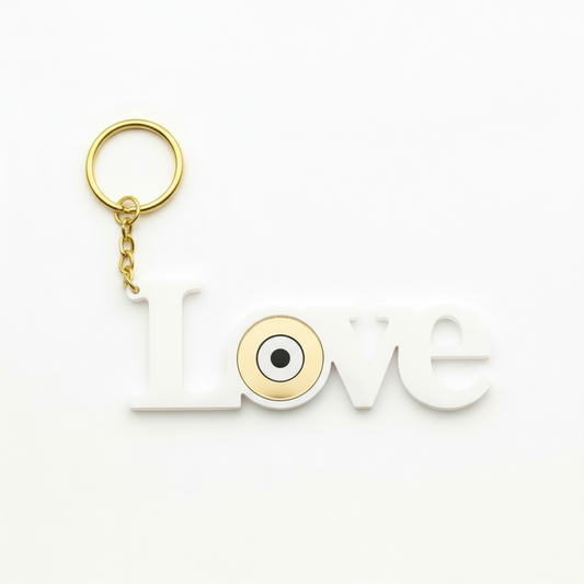Plexiglass μπρελόκ LOVE με μάτι – So Cute by Dimi Wholesale