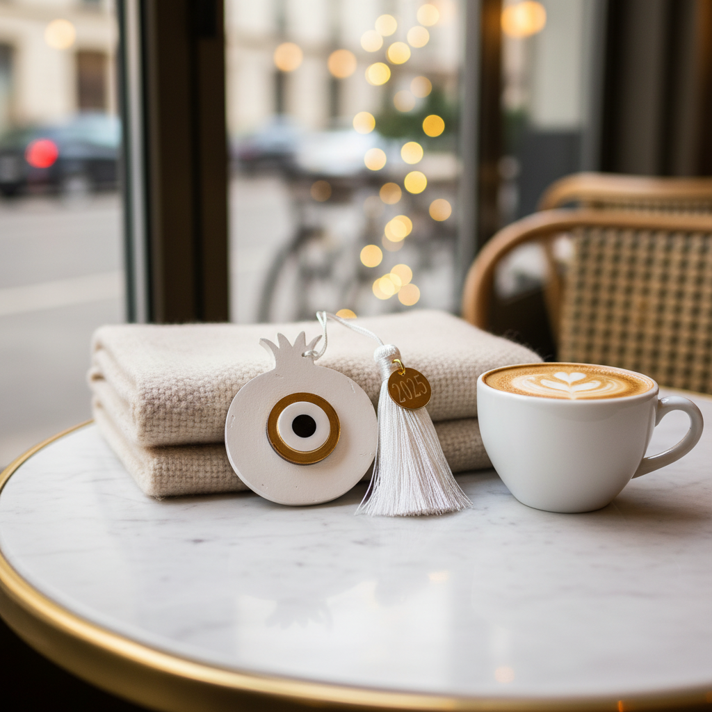 Χονδρική Γούρι Plexiglass Ρόδι με Μάτι & Φούντα 8εκ | So Cute by Dimi