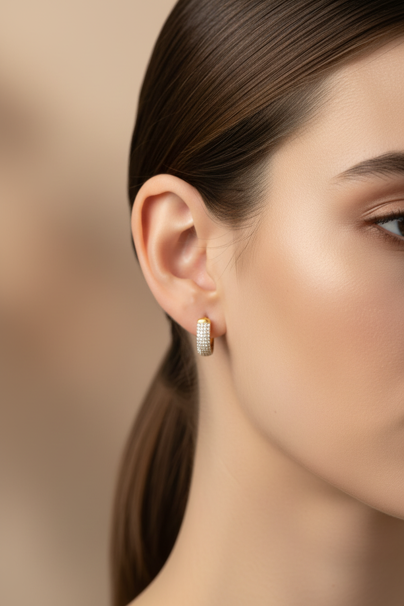 Sparkle Mini Hoop Earrings ατσάλινα σκουλαρίκια κρίκοι 1,2 εκ με ζιργκόν – So Cute by Dimi χονδρική