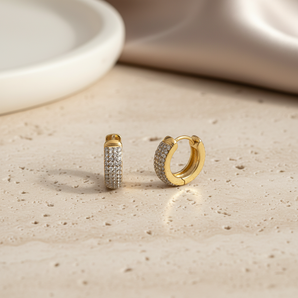 Sparkle Mini Hoop Earrings ατσάλινα σκουλαρίκια κρίκοι 1,2 εκ με ζιργκόν – So Cute by Dimi χονδρική