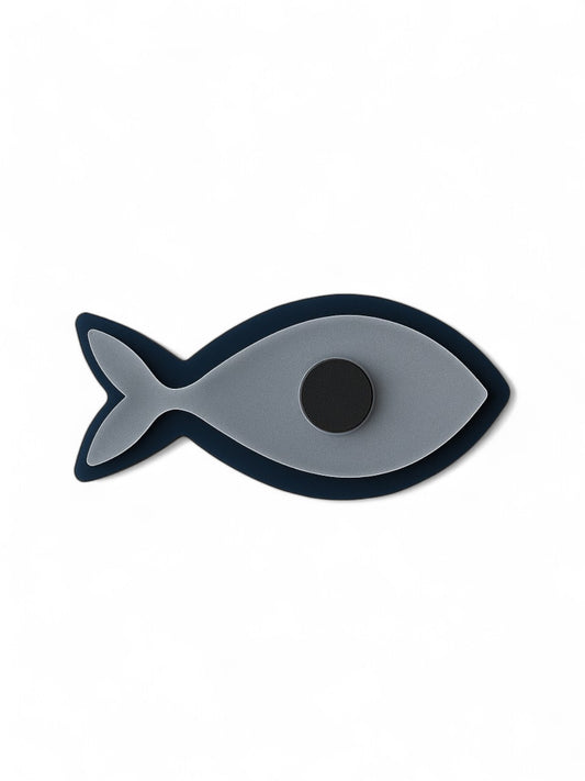 Μαγνητάκι ψάρι minimal από πλεξιγκλάς με navy και γκρι χρώμα

