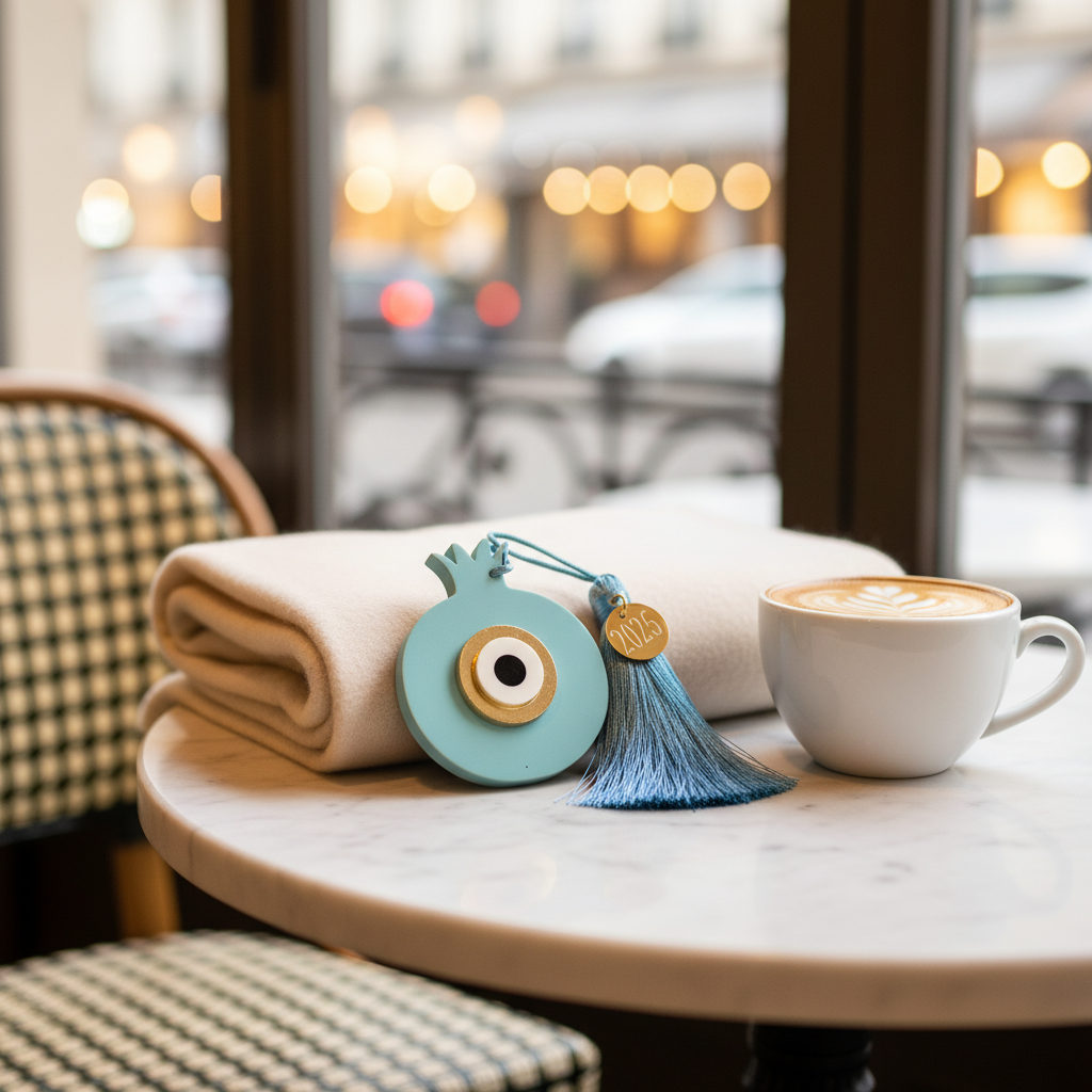 Χονδρική Γούρι Plexiglass Ρόδι με Μάτι & Φούντα 8εκ | So Cute by Dimi