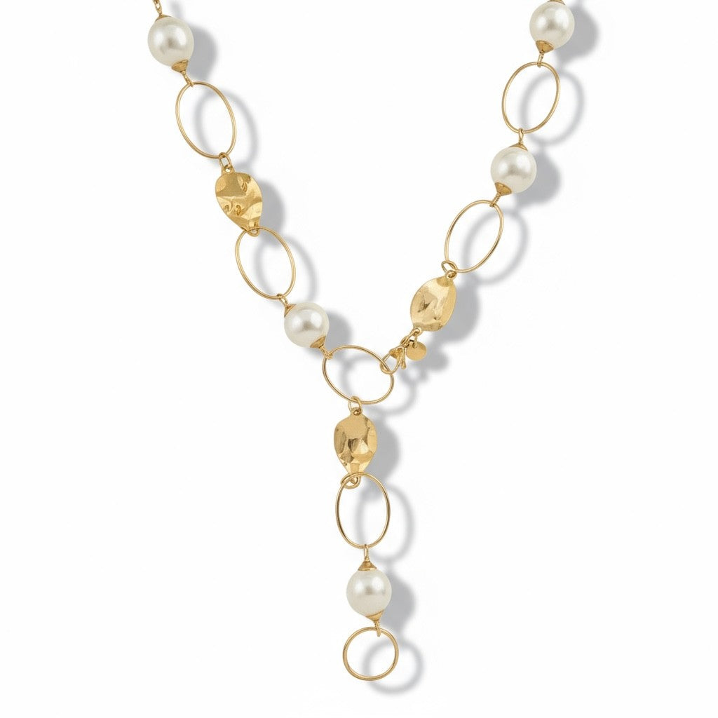 Elara Necklace – Ατσάλινο Κολιέ Τύπου Υ με Πέρλες | So Cute by Dimi Χονδρική