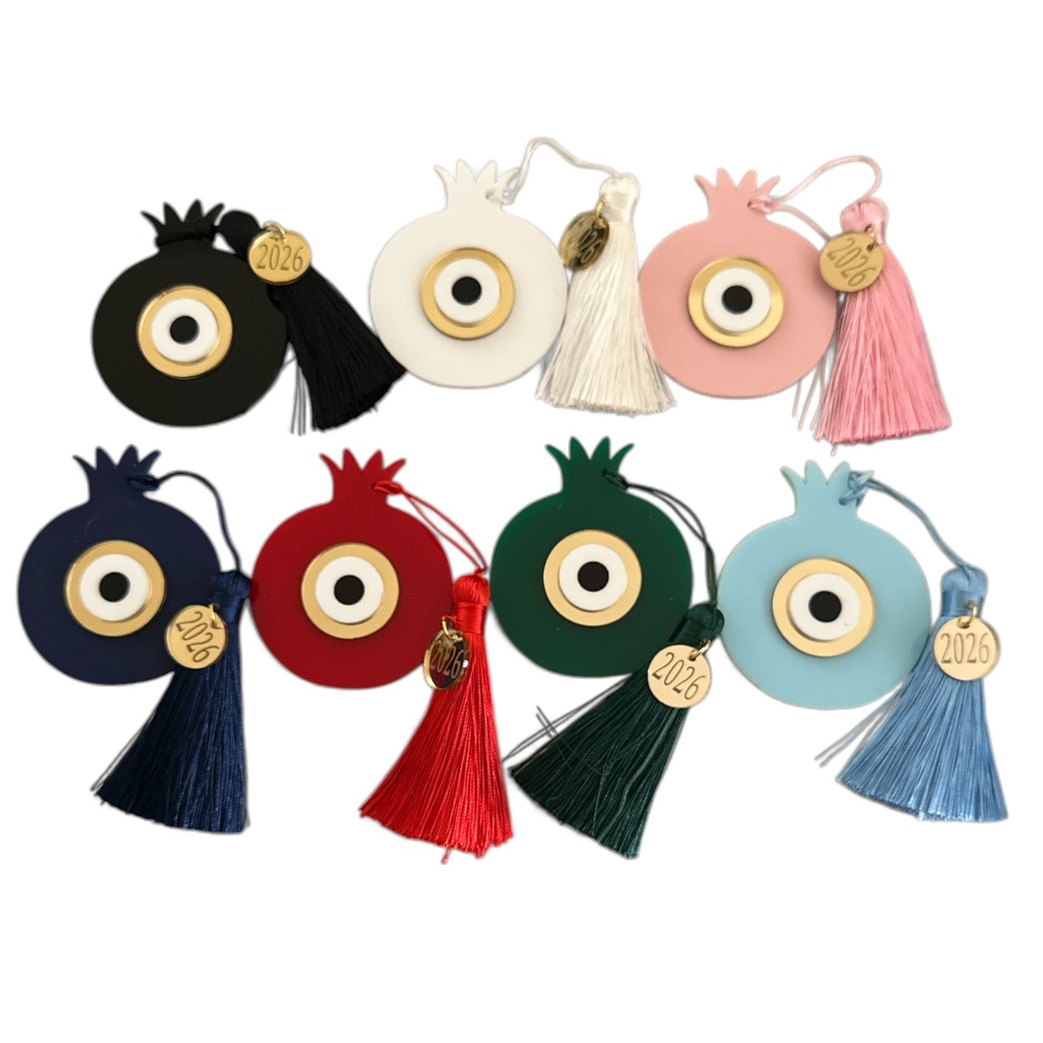 Χονδρική Γούρι Plexiglass Ρόδι με Μάτι & Φούντα 8εκ | So Cute by Dimi