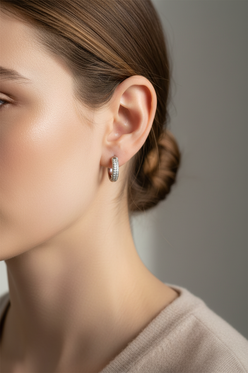 Sparkle Mini Hoop Earrings ατσάλινα σκουλαρίκια κρίκοι 1,2 εκ με ζιργκόν – So Cute by Dimi χονδρική