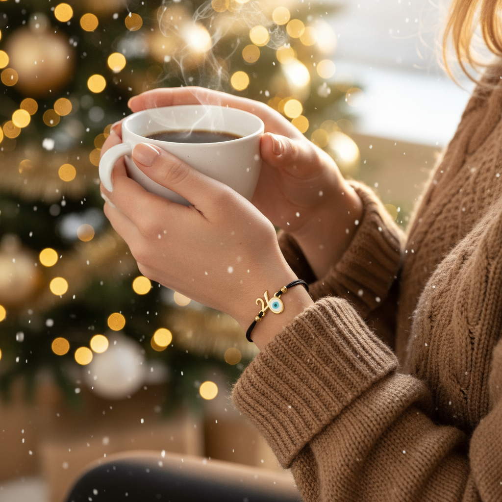 Χειροποίητο βραχιόλι γούρι 2026 με ματάκι και κορδόνι σε πολλά χρώματα – So Cute by Dimi Wholesale