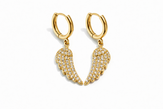 ⚡🚚 Angel Wing Mini Hoops – Ατσάλινα Σκουλαρίκια με Ζιργκόν