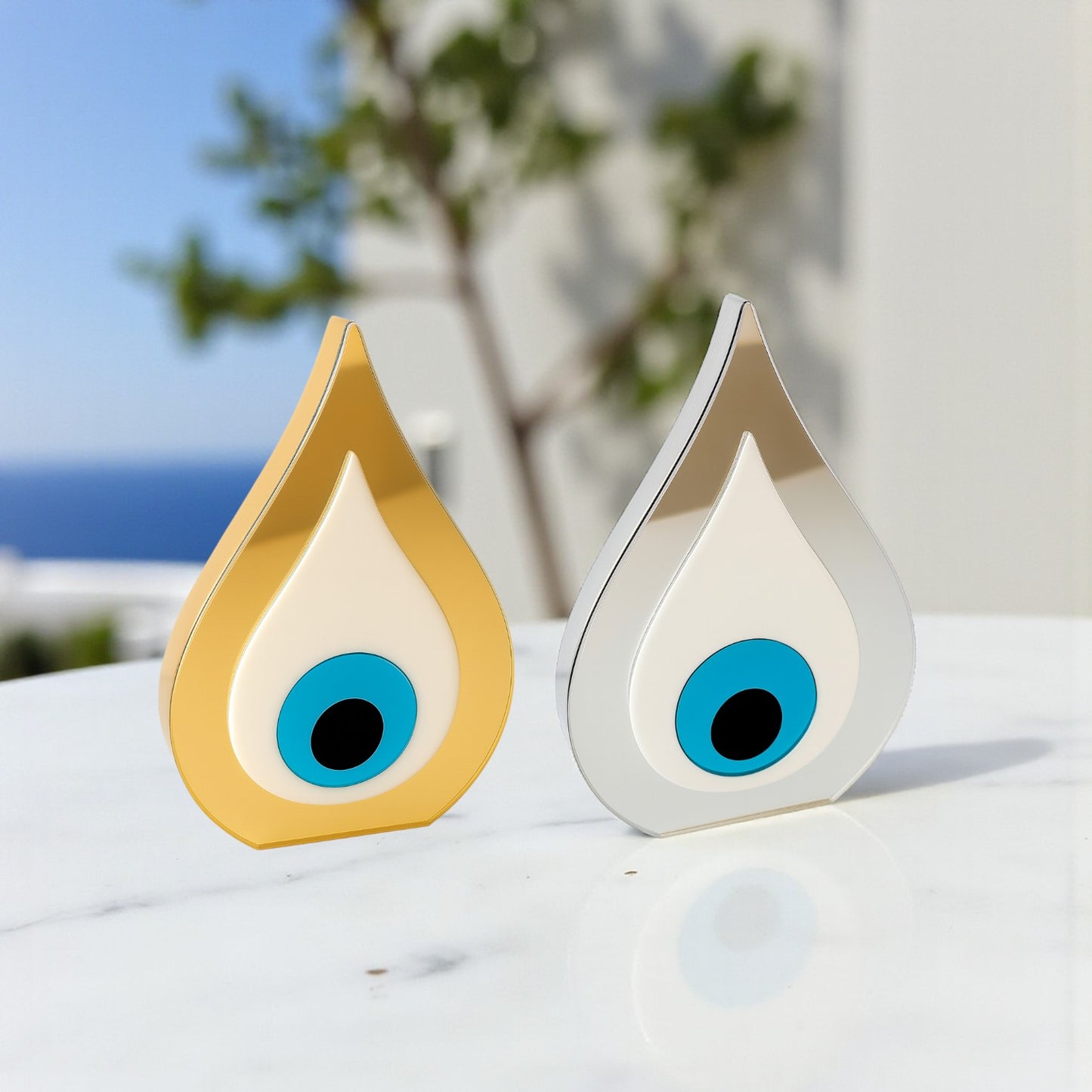 Χειροποίητο γούρι μάτι από πλεξιγκλάς καθρέφτη σε χρυσό ή ασημί – Χονδρική So Cute by Dimi