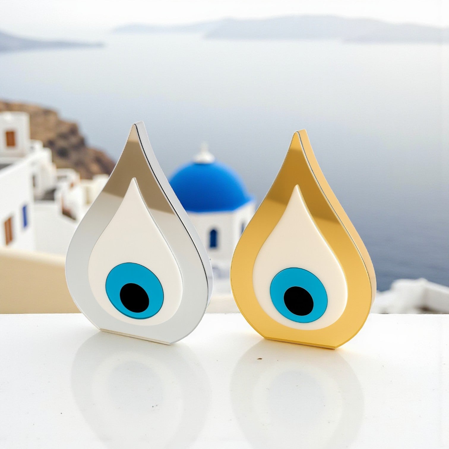 Χειροποίητο γούρι μάτι από πλεξιγκλάς καθρέφτη σε χρυσό ή ασημί – Χονδρική So Cute by Dimi