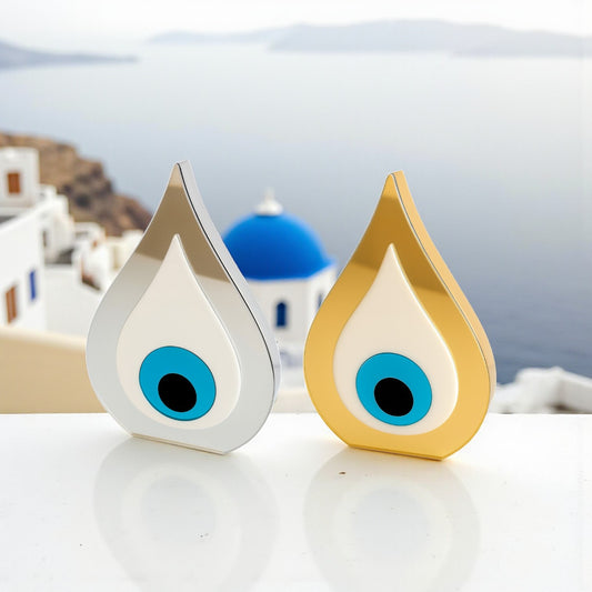 Χειροποίητο γούρι μάτι από πλεξιγκλάς καθρέφτη σε χρυσό ή ασημί – Χονδρική So Cute by Dimi