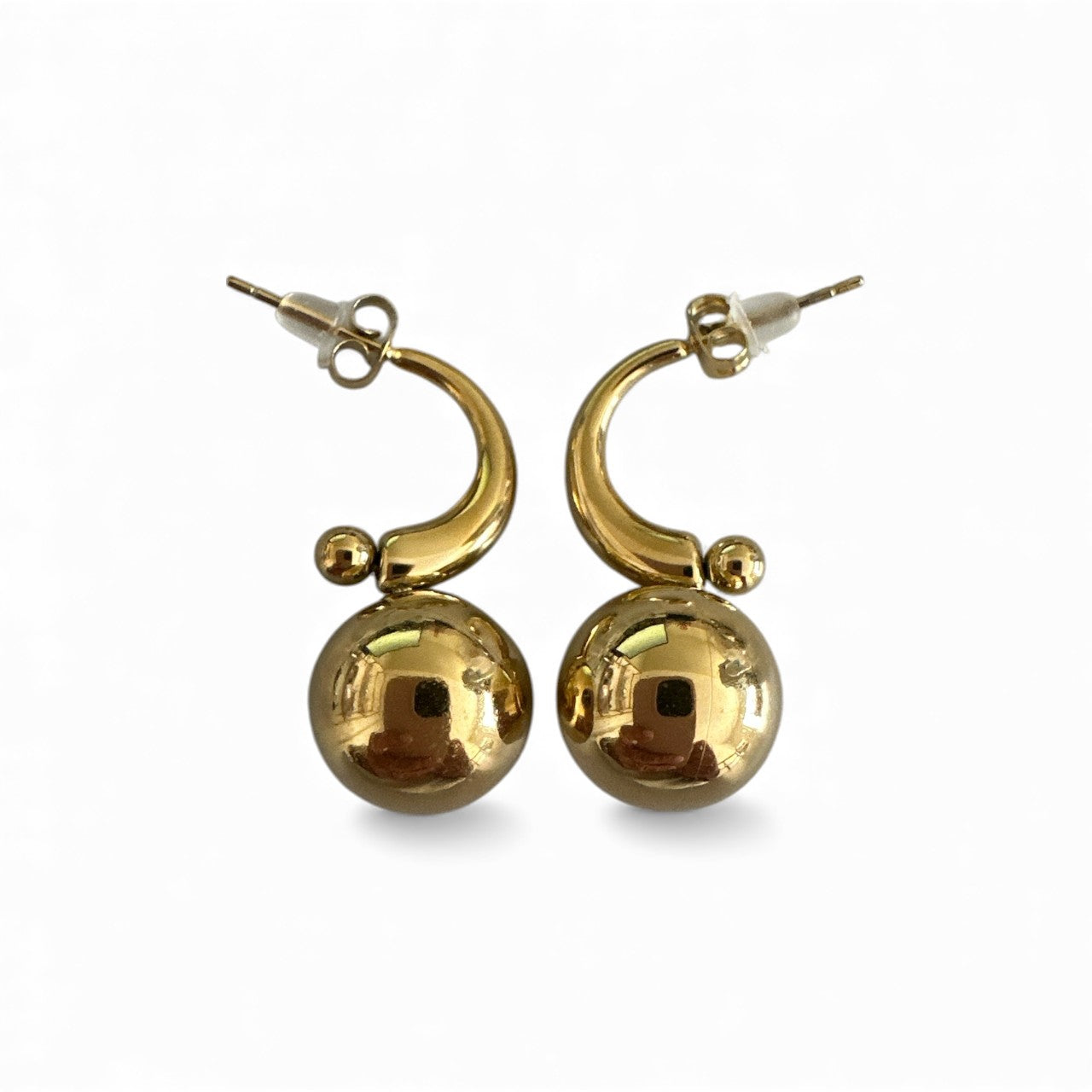 wholesale bold sphere drops gold stainless steel earrings