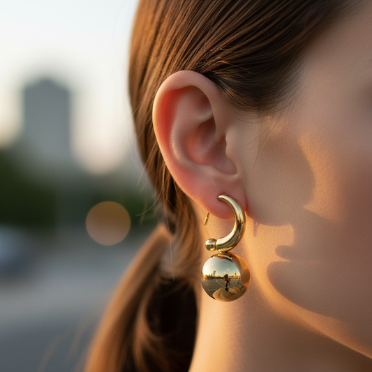 ⚡🚚 Bold Sphere Drops – Ατσάλινα Σκουλαρίκια με Σφαιρικό Μοτίφ