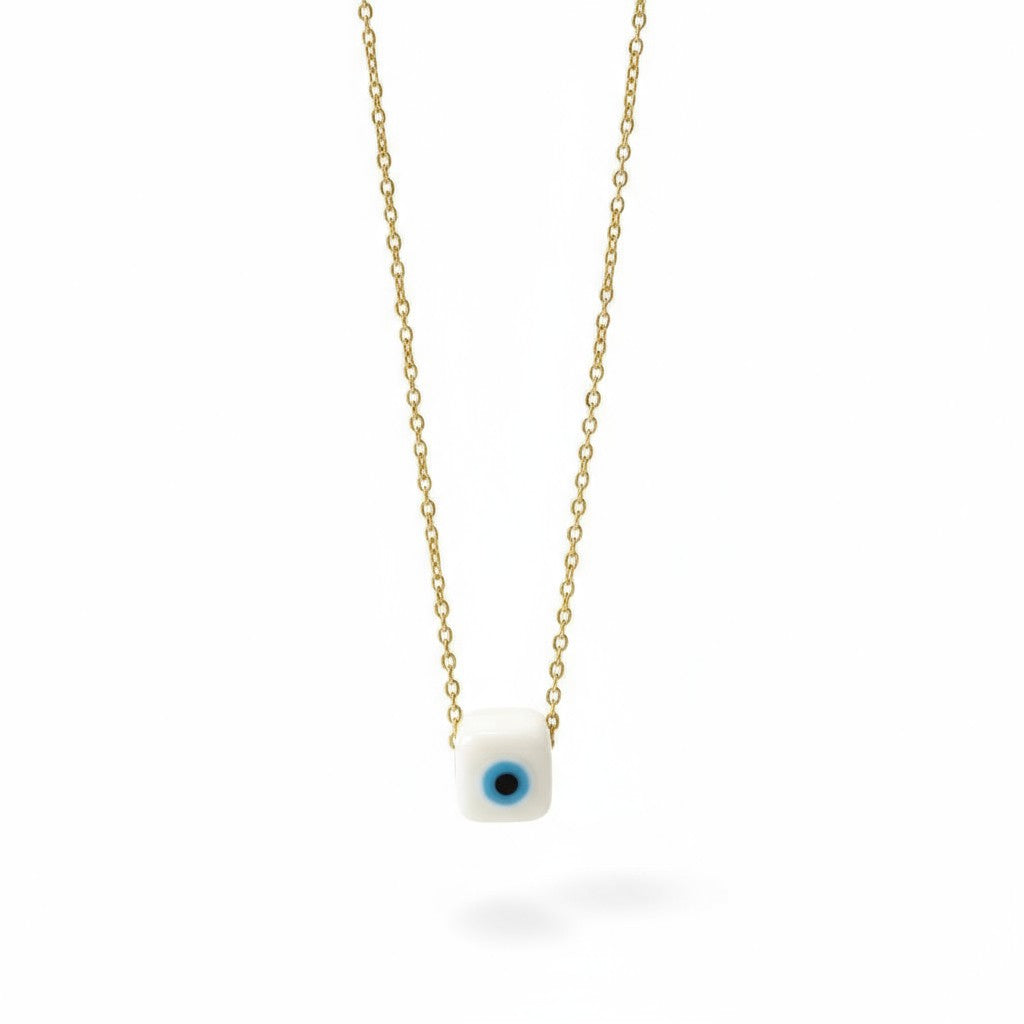 Χειροποίητο κολιέ με κυβάκι πορσελάνης μάτι – So Cute by Dimi Wholesale