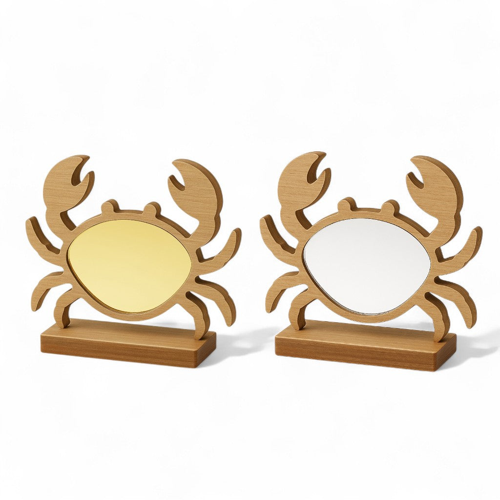 Επιτραπέζιο διακοσμητικό καβούρι από ξύλο με καθρέφτη σε χρυσό ή ασημί χρώμα από το brand So Cute by Dimi