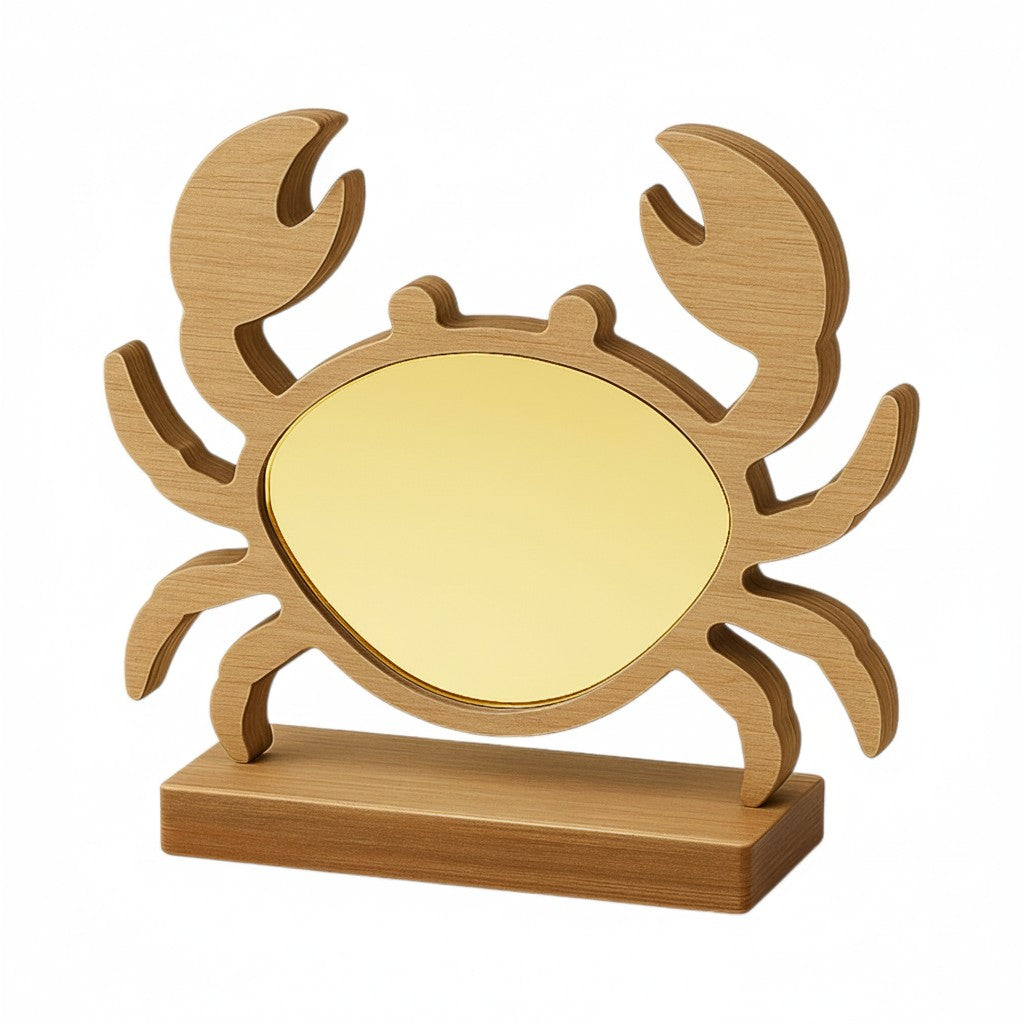 Επιτραπέζιο διακοσμητικό καβούρι από ξύλο με καθρέφτη σε χρυσό χρώμα από το brand So Cute by Dimi