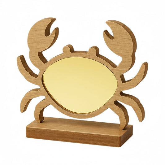 Επιτραπέζιο διακοσμητικό καβούρι από ξύλο με καθρέφτη σε χρυσό χρώμα από το brand So Cute by Dimi