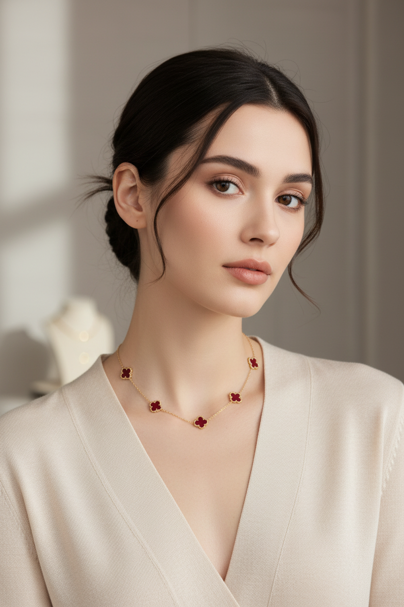 ⚡🚚 Κολιέ Τετράφυλλο Τριφύλλι από Ανοξείδωτο Ατσάλι