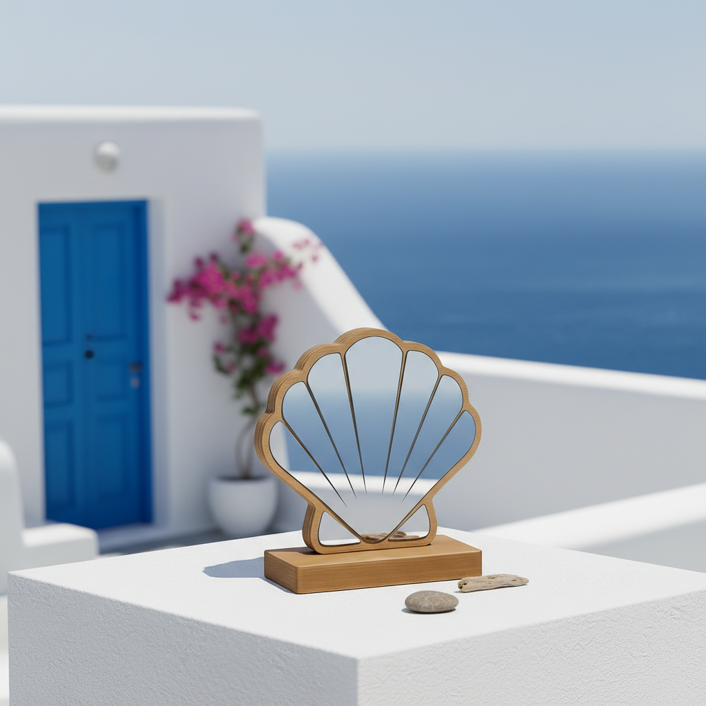 🤍✨Επιτραπέζιο Καθρεφτάκι “Shell Glow”
