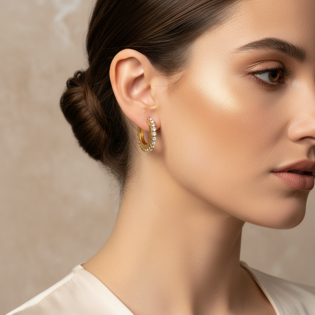 Ατσάλινα hoops με στρας σε χρυσό και ασημί – So Cute by Dimi Wholesale