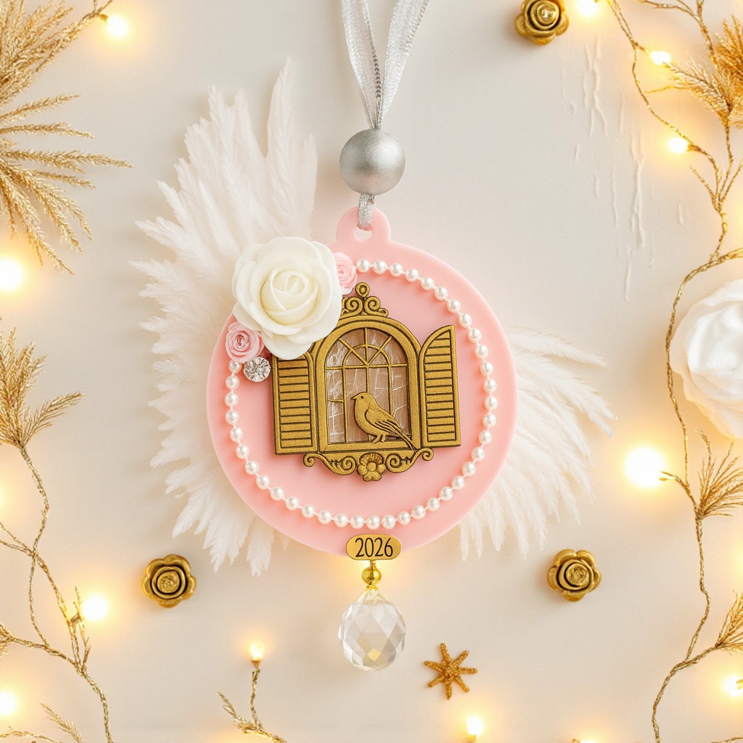🤍✨ Κρεμαστό Γούρι «Fairytale Birdcage» – Plexiglass & Ξύλο | Christmas Fairytale 🦢