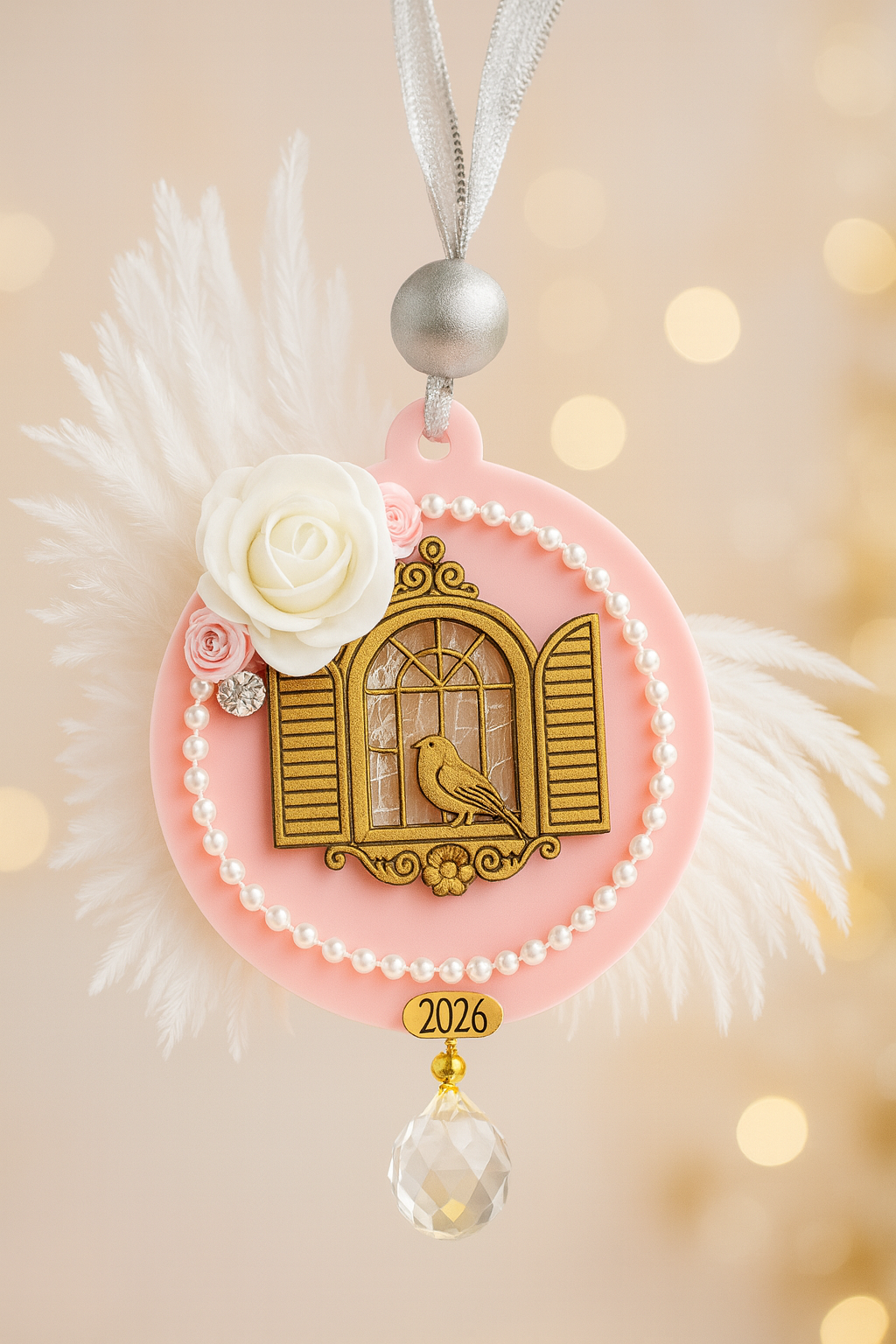 🤍✨ Κρεμαστό Γούρι «Fairytale Birdcage» – Plexiglass & Ξύλο | Christmas Fairytale 🦢
