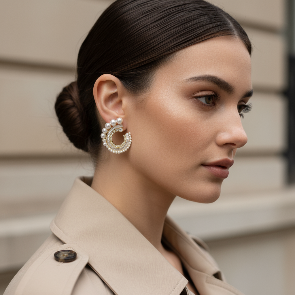 Statement σκουλαρίκια με πέρλες και στρας σε χρυσό, So Cute by Dimi Wholesale