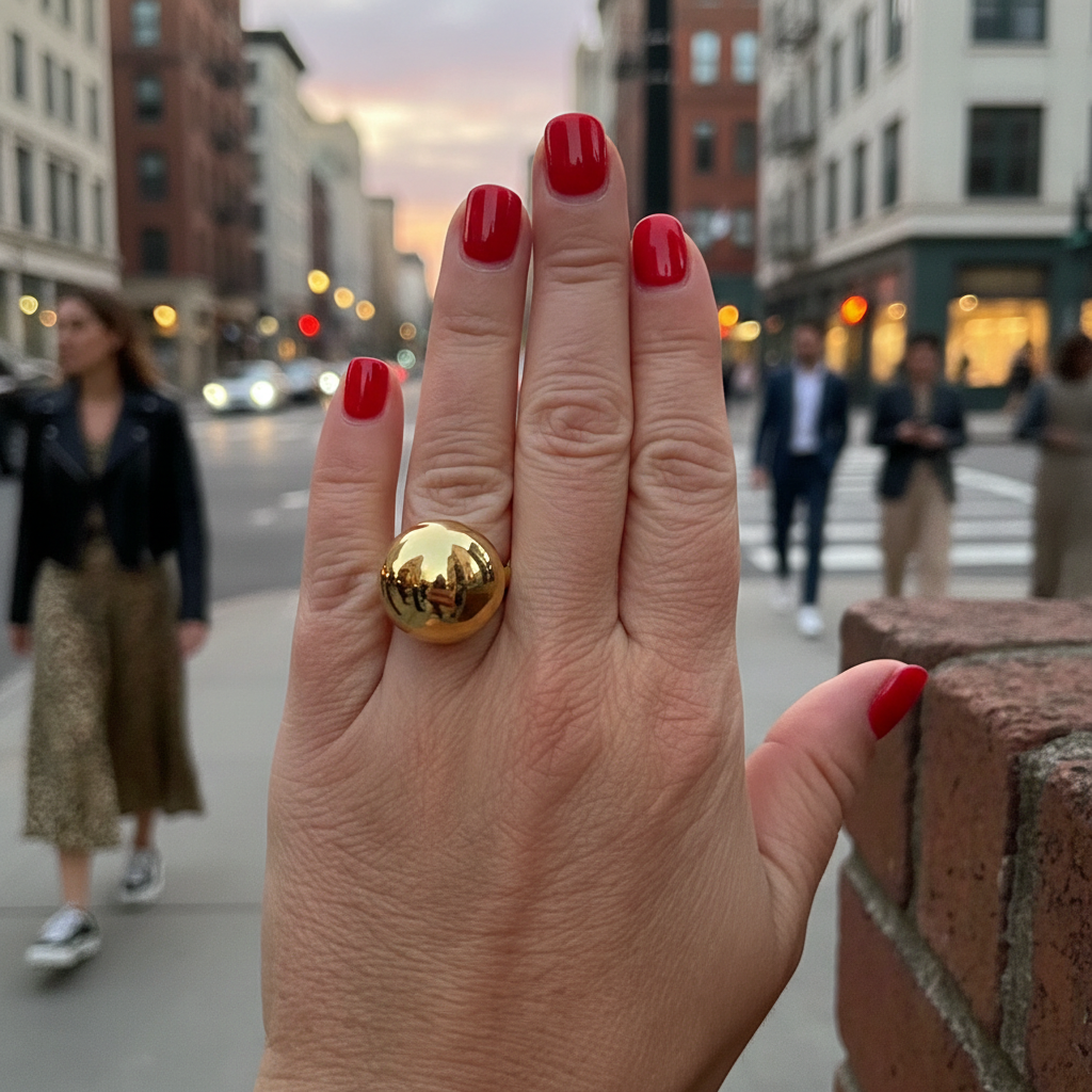 Ball Ring Midi 20mm – Ατσάλινο ρυθμιζόμενο δαχτυλίδι με μεσαία μπίλια