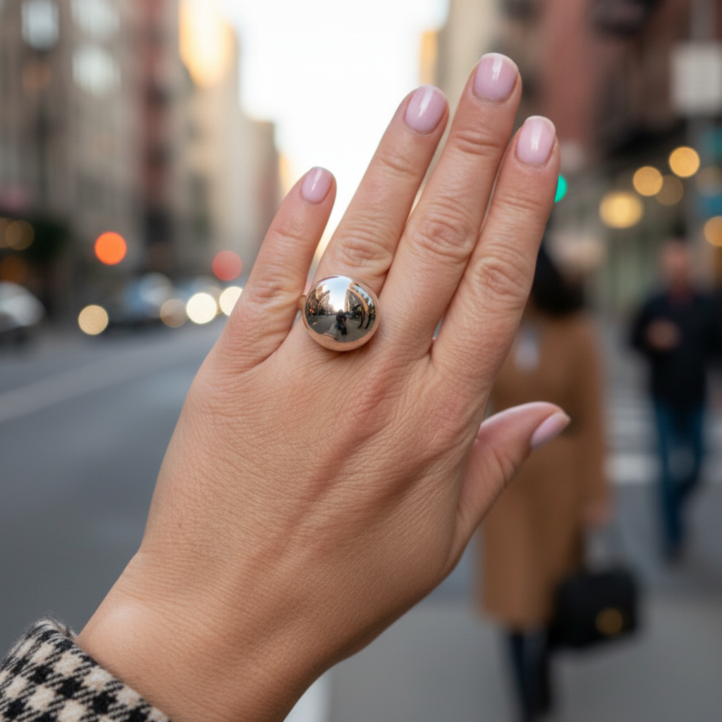 Ball Ring Midi 20mm – Ατσάλινο ρυθμιζόμενο δαχτυλίδι με μεσαία μπίλια