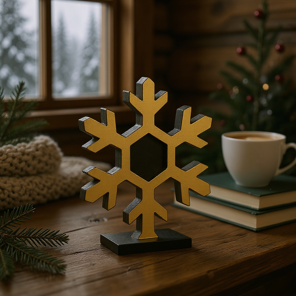 Plexiglass γούρι Νιφάδα 2026 μαύρο & χρυσό – So Cute by Dimi Wholesale