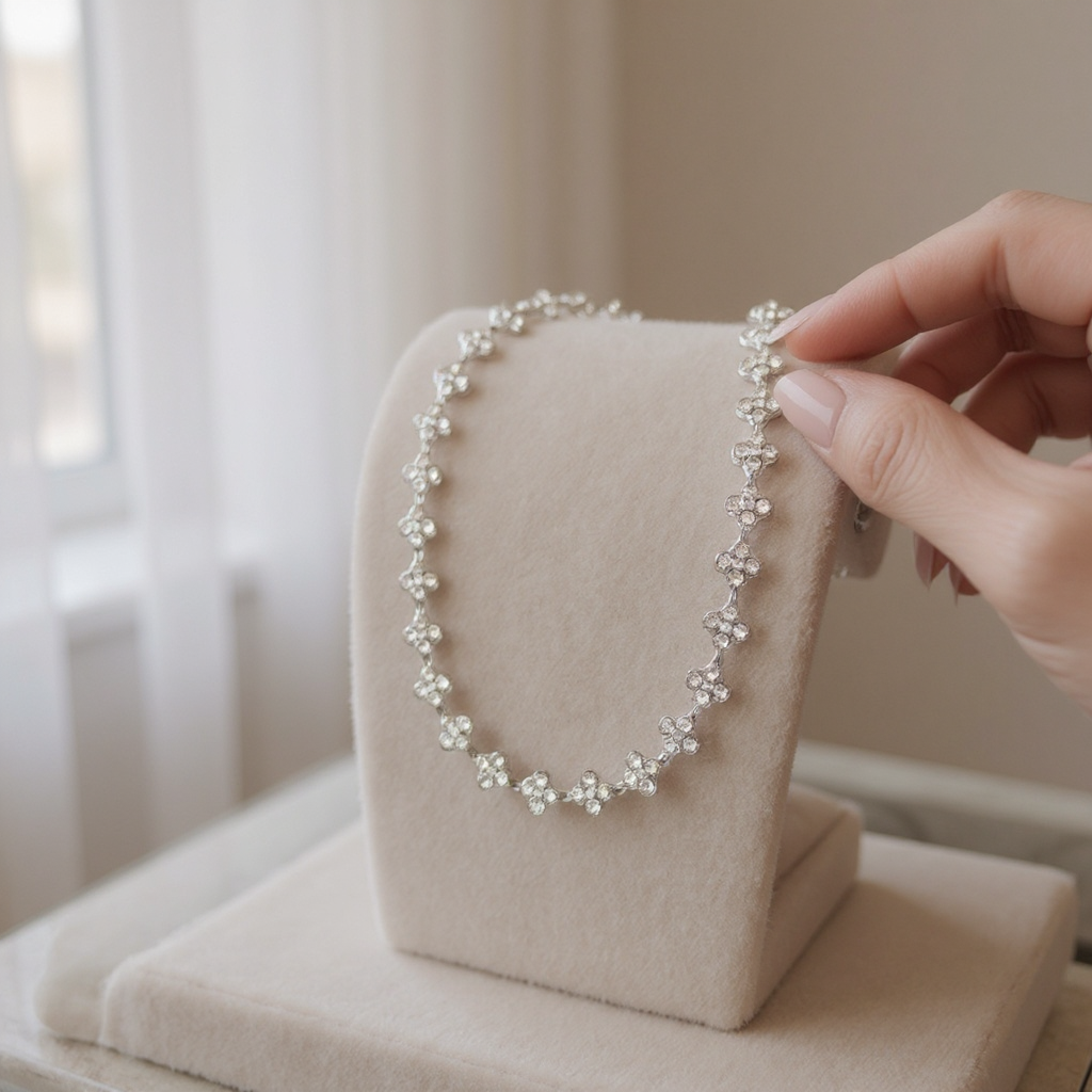 ⚡🚚 Crystal Cross Choker – Ατσάλινο Κολιέ με Σταυρούς Ζιργκόν