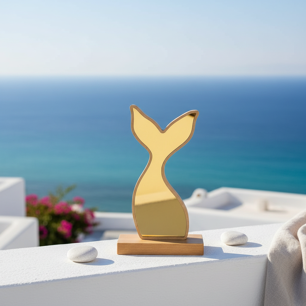 Επιτραπέζια ουρά γοργόνας από ξύλο με καθρέφτη gold – So Cute by Dimi