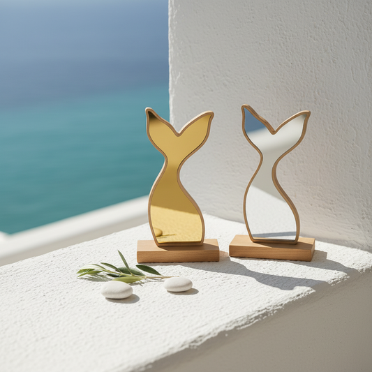 Επιτραπέζια ουρά γοργόνας από ξύλο με καθρέφτη gold ή silver mirror – So Cute by Dimi