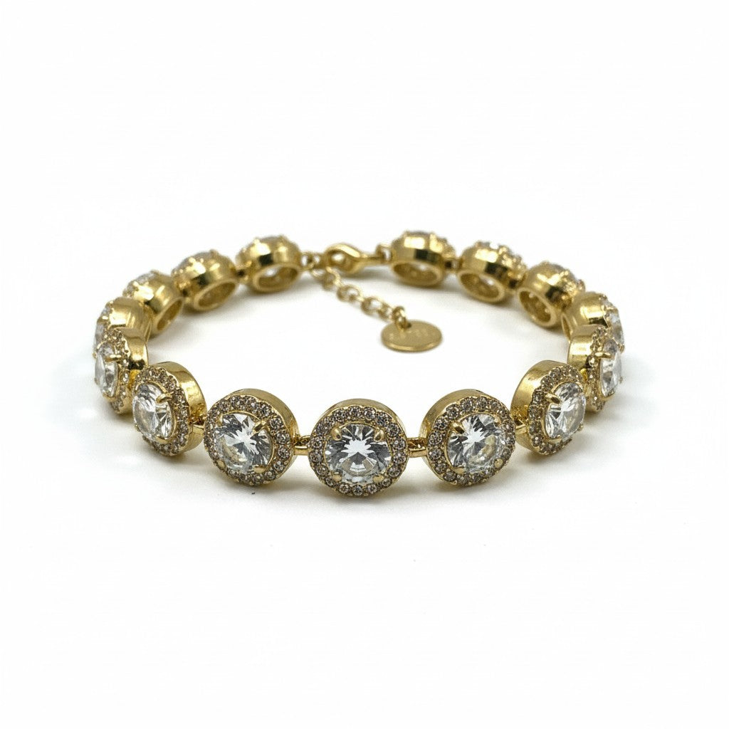 ⚡🚚Crystal Halo Bracelet – Ατσάλινο Βραχιόλι με Ζιργκόν & Στρας