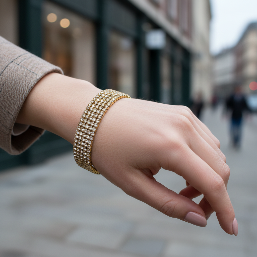 Χονδρικό ατσάλινο statement cuff βραχιόλι με πολλαπλές σειρές ζιργκόν — So Cute by Dimi, κωδ. 1-501-3143