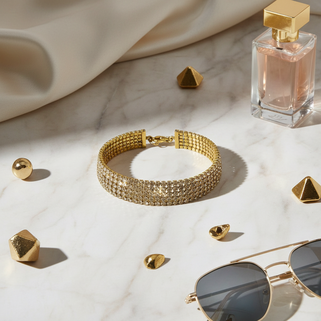 Χονδρικό ατσάλινο statement cuff βραχιόλι με πολλαπλές σειρές ζιργκόν — So Cute by Dimi, κωδ. 1-501-3143