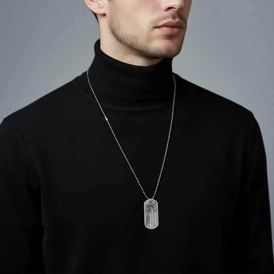 Handmade men’s stainless steel dog tag necklace 80cm – So Cute by Dimi