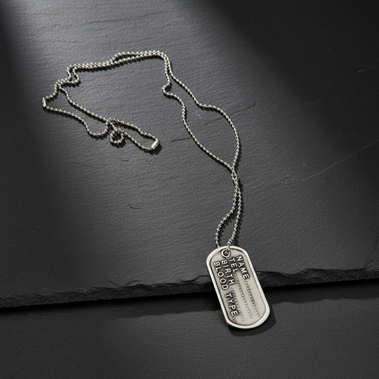 Handmade men’s stainless steel dog tag necklace 80cm – So Cute by Dimi