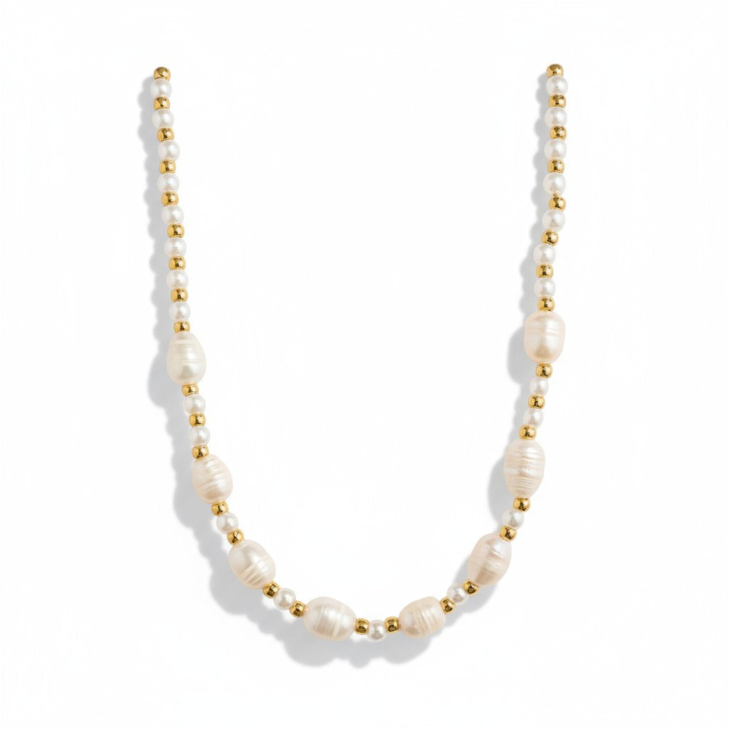 Χειροποίητο κολιέ με γυάλινες και ακανόνιστες πέρλες – So Cute by Dimi Wholesale